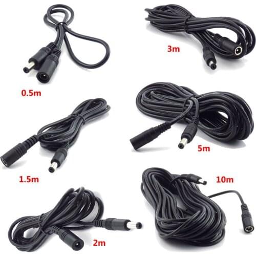 12V DC Power Cable Extension Cord Adapter Female to Male Plug 5.5mmx2.1mm Power Cords For CCTV Camera Home Security Strip Light