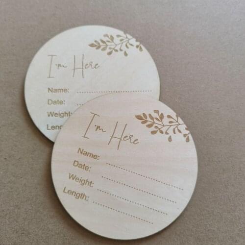 20pcs leaves i'm hereNewborn baby photography props wooden baby birthday memorial milestone cards