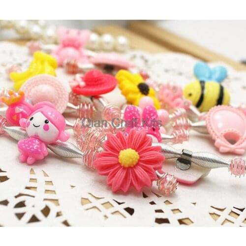 50pcs mixed designs mixed colors kawaii doll bow stretch hair clip bendible spring firm grip for kids w/ free gift box
