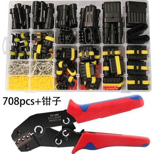 662/708/1004pcs HID Waterproof Connectors 1/2/3/4 Pin 26 Sets Car Electrical Wire Plug Truck Harness 300V 12A Fast Delivery