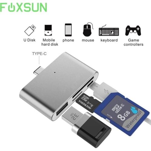 HUB Adapter SD Card Reader,USB3.1 OTG Type-C Adapter for CF/ SD/ TF Micro SD for Apple Mac Book/ Samsung Galaxy S7/S7 Edge/S8/S8