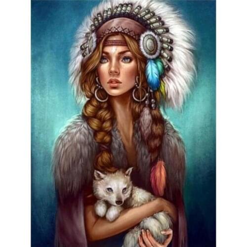 Diamond Embroidery Painting Indian Woman Full Mosaic Rhinestones Stickers Wall Decor Puzzle Picture Toy Diamond Dotz Large Size