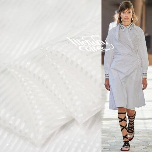 White striped design fashion 100% pure silk satin fabric thin fit for summer pajamas,SFF231