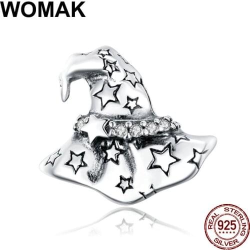 925 sterling silver original Halloween Witch Hat beads charm fit 3MM bracelet DIY woman pendant jewelry silver accessories DIY