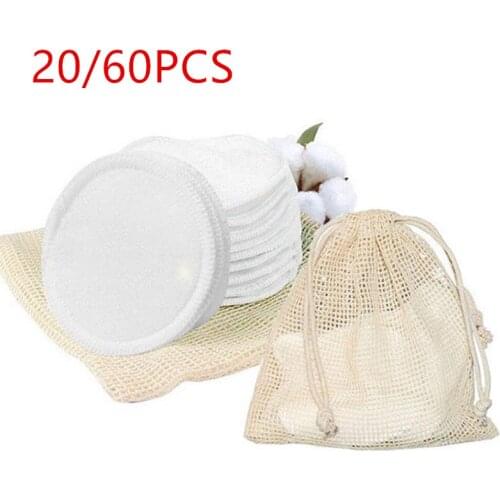 20/60pcs Reusable Cotton Pads Makeup Remover Pads Washable Bamboo Make Up Pads Cloth Nursing Pads Skin Care Tool Wholesale 20