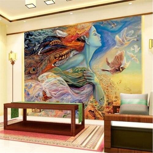 Beibehang 3D graceful art painting oil painting beautiful woman avatar photo wallpaper wallpaper background papel de parede