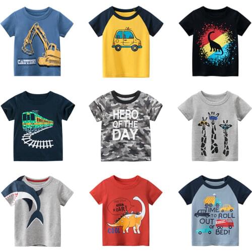 Boys Dinosaur Tee Clothes Boys Graphic T-shirt Childrens Cartoon Cotton Clothing T-shirt Boy Fall Clothes