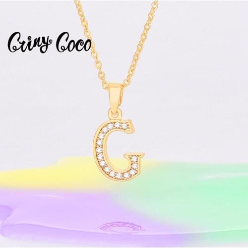Hot sale Gold Plated Summer Letter C Pendant & Necklaces High Quality CZ Chain Choker Necklace Wholesale Presents for Women Kids