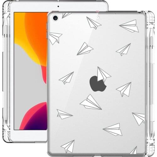 IPad 1 2 3 Case With Pen Slot Plane Daisy Transparent Soft Cover iPad Pro 5th 6th Generation 9.7 10.2 11 12.5in Mini 1 2 3 4 5