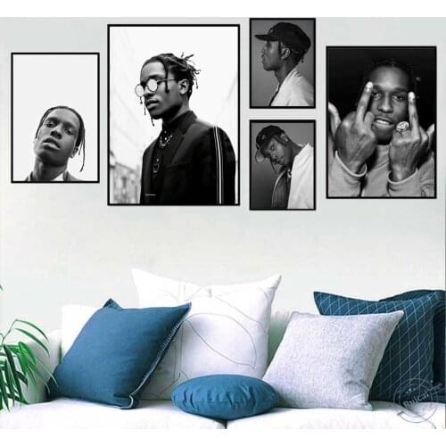 Canvas painting ASAP Rocky Print Poster Rapper Poster Music Star Hip Hop Rapper Print Wall Pictures For Living Room Home Decor