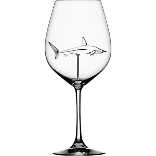 Creative Built-In Shark Glass Red Wine Shark Glass Goblet Crystal Cup for Anniversary and Wedding, Wine Gifts