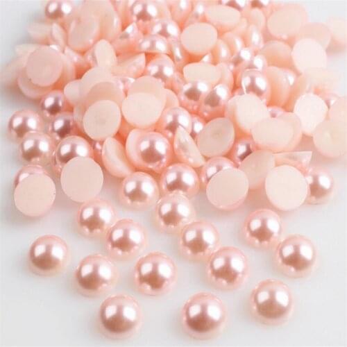 Loose 1.5mm-14mm Pale Pink Color Round Flatback Pearl Beads DIY ABS Plastic Imitation Half Pearl Nail Arts Decoration Crafts