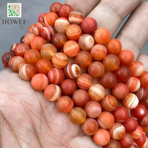 Matte Red Stripe Banded Lace Agates Round Beads Natural Stone Diy Bracelet Necklace for Jewelry Making 15" 4 6 8 10 12 14MM