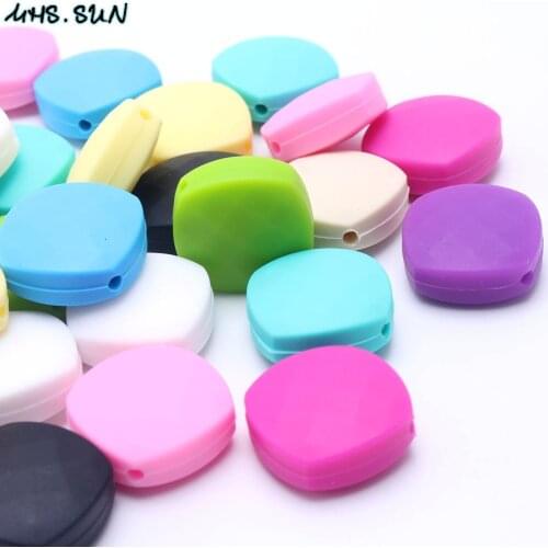 MHS.SUN Massive square loose silicone beads food grade multicolor chewable teething teether for infant nursing necklace making