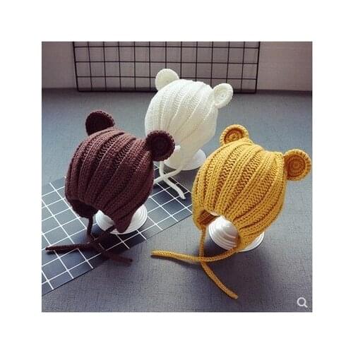 Cute Knitted Pompom Baby Hat Cap Thick Warm Baby Girl Boy Hat Beanie Winter Ear Warm Kids Hat Baby Bonnet Muts For Newborn