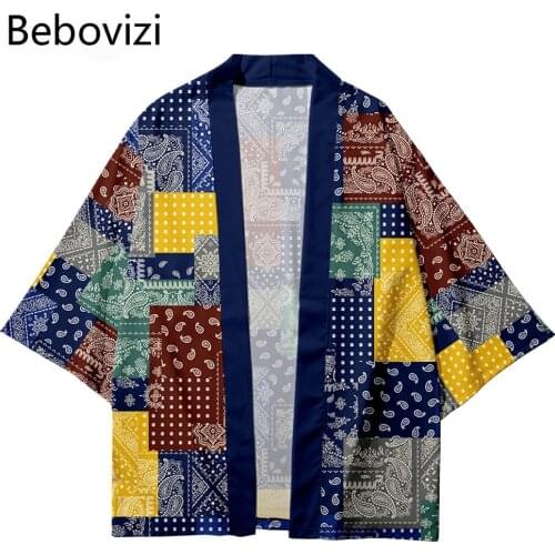 Fashion Japanese Asian Streetwear Cashew Flowers Cardigan Women Men Haori Kimono Cosplay Top Yukata Clothes Plus Size 5XL 6XL