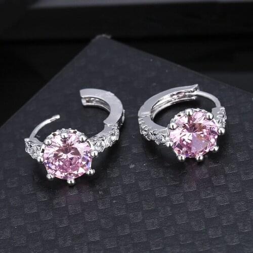 DE074 Fashion Street Snap Delicacy Elegant Five-Color Zircon Earring Gift Party Banquet WOMENS Jewelry Earrings