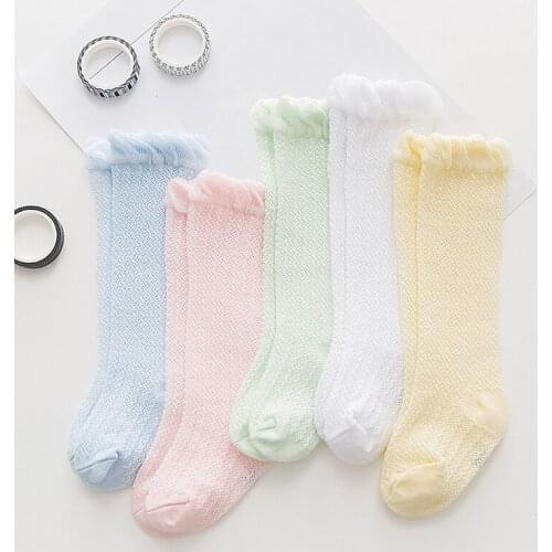 Newborns Infant Baby Anti-Mosquito Knee High Sock Breathable Cotton Toddler Knee High Sock Long Girls Cute Leg Warmers Socks