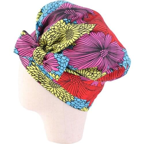 New African Style Childrens Satin Lining Round Hat Ribbon Bandage Headdress Cap Nightcap Double Layer Parent-child Cap Kids