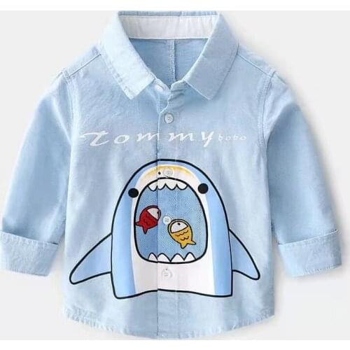 New Spring And Autumn Boy Shirt Long-sleeved Baby Boy Shirt Spring Shirt Western Style Korean Cartoon
