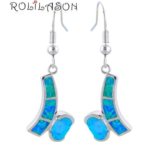 New arrival Simple design Super supplier Blue fire opal Silver Stamped Fashion Jewelry Dangle Earrings Fine jewelry OE190