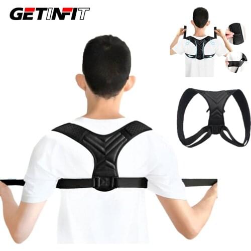 Getinfit New Brace Support Belt Adjustable Back Posture Corrector Spine Back Shoulder Lumbar Posture Correction for Men Women