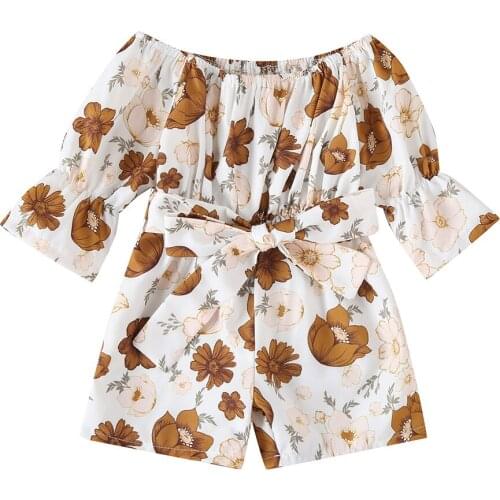 0-4Yrs Babies Girls Floral Clothes Soft Ruffles Sleeve Romper Summer Infant Baby Clothing Outfits