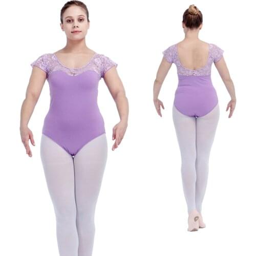 Wholesale Black Cotton/Lycra Lace Cap Sleeve Leotard with Round Neck Blue Girls Ballet Dance Costume