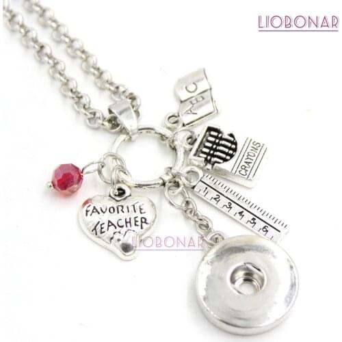 10pcs Wholesale Interchangeable 18mm Snap Jewelry Teacher Pendant Necklace Favorite Teacher Gift Snap Necklace Gift Bijoux