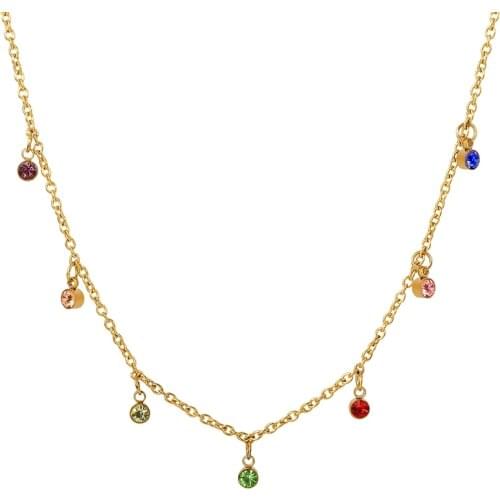 Colorful Crystal Choker Pendant Necklace For Women Bijoux Collares Jewelry Bohemia Tassel Female Party Girl Street Wear Necklace