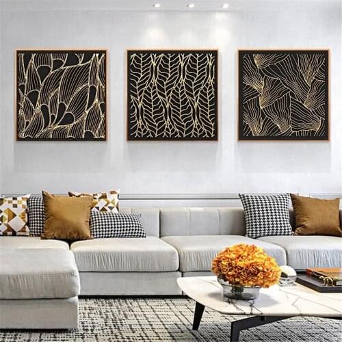 Luxury Posters Wall Art Retro Vintage Minimalist Nordic Abstract Gold Canvas Painting For Bedroom Living Room Decor Picture