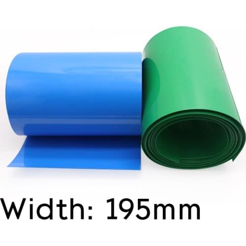 Width 195mm (Diameter 124mm) Lipo Battery Wrap PVC Heat Shrink Tube Insulated Case Sleeve Protection Cover Flat Pack Blue Green