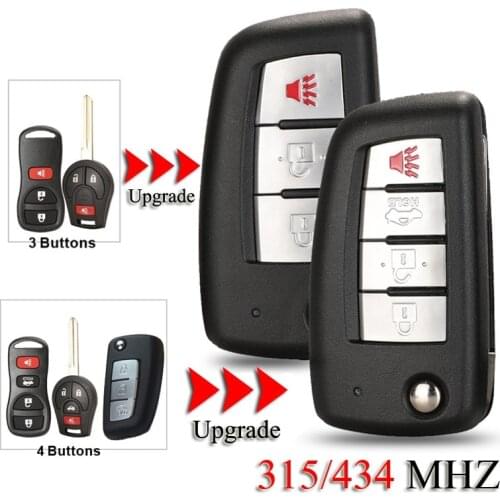 Kutery Upgrade Remote Smart Car Key For Nissan Qashqai Sunny Sylphy Tiida X-Trail March Sentra 3/4Buttons 315/433MHZ ID46Chip