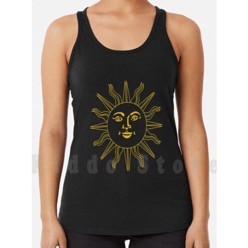 Sun tank tops vest 100% Cotton Positivity Celestial Sunshine Gold Radiate Celestial Sun Face Radiate Positivity
