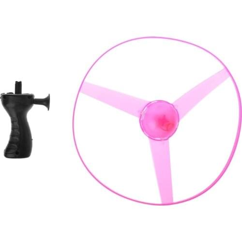 LED Flashing Plastic Pull String Flying Saucer Propeller Toy Disc Helicopter New