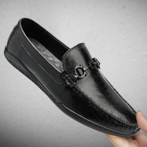 Mens Shoes Luxury Brand Loafers Men Slip on Shoes Genuine Leather Business Oxfords Man Casual Driving Flats Moccasins For Male