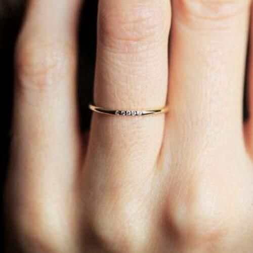 Korean Pop Geometry Alloy Set With 5 Crystal Ring For Women Fashion Simple Metal Ring Vintage Jewelry Wholesale