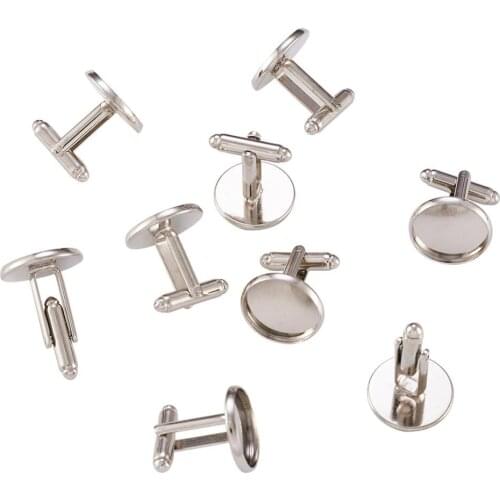 20pcs Cuff Button Platinum Brass Cufflinks for Business Shirts Cuff links gift Party Wedding Jewelry DIY 18x18mm Tray: 16mm