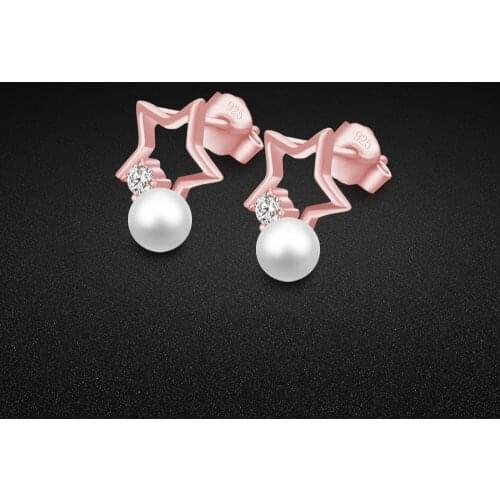 OL style 925 silver earrings female noble freshwater pearl pendant earrings rose gold woman charm jewelry 10mmX11mm size Серьги