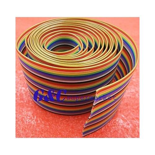 1M 3.3ft 40 Way 40 pin Flat Color Rainbow Ribbon IDC Cable Wire Rainbow Cable