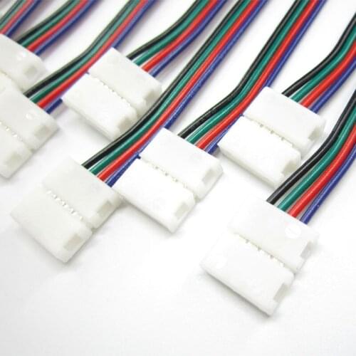 20pcs 10mm 4pin for 5050 RGB LED strip connector free soldering easy connect with two ends LED pcb connector