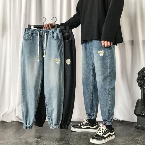 2020 Summer Mens Three-color Leggings Casual Pants Stretch Slim Fit Cargo Pocket Wahs Jeans Biker Denim Floral Print Trousers