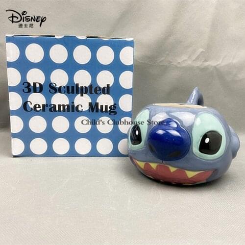 2021 Disney Cup Cute Stitch Big Head Cup Cartoon Mug 3D Ceramic Water Cup 400ml Large Capacity Boy Girl Coffee Milk Cup