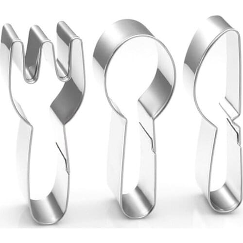 3Pcs Fork Spoon Knife Shape Cutter Cookie Fondant Biscuits Molds Cake Mould DIY Decorating Tool Baking Mold Pastry Supplies