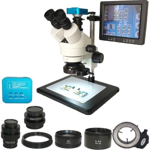 38MP HDMI Digital USB Microscopio Camera 3.5X-90X Trinocular Stereo Microscope 10.1" Monitor LCD Screen Soldering Repair Kit
