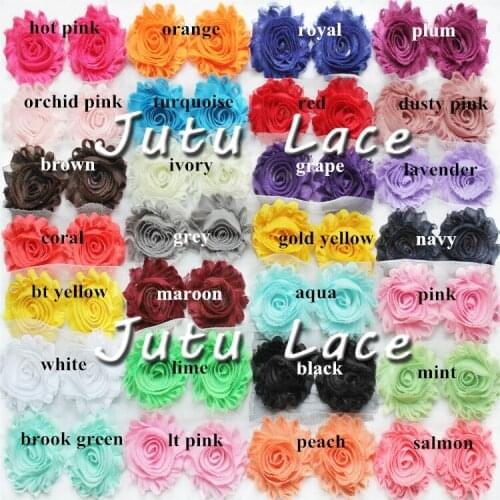60 pcs / lot , 2.5 rose chiffon flowers headband hair accessories 28 colors