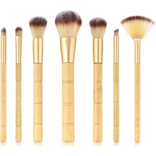 7PCS Makeup Brushes Bamboo Handle Very Soft Hair Kabuki Foundation Brush for Powder Blending Cosmetics Pincel Makeup Tools Kit