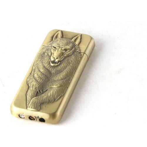 Cigarette Accessories Flat Thin Shape Cigar Lighters Strip Shape Gas Lighter New Style Wolf Photo Lighter Xf-612