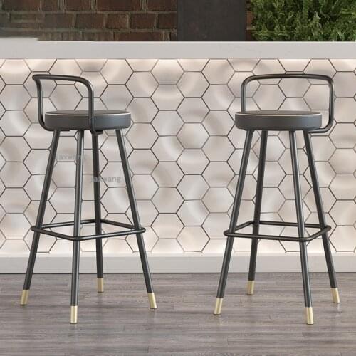 Nordic Backrest Bar Chairs Retro Hotel High Bar Stool Home Kitchen Furniture Modern Restaurant Leisure Luxury Bar Chair