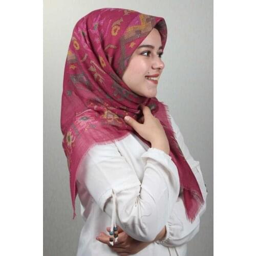 BAYSEM PATTERNED LINEN FLAMLI SCARF-KANEVİÇE DESEN-05 - RENK-07